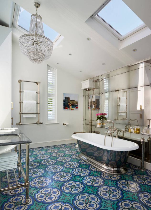 pretty morrocan inspired indian tiles bathroom decorating